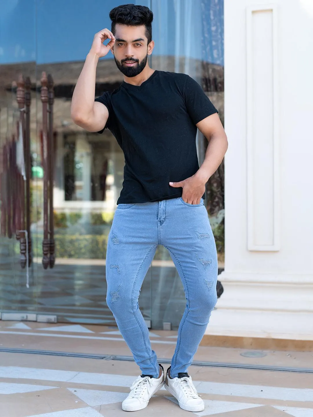 Grey Skinny Ankle Mens Jeans