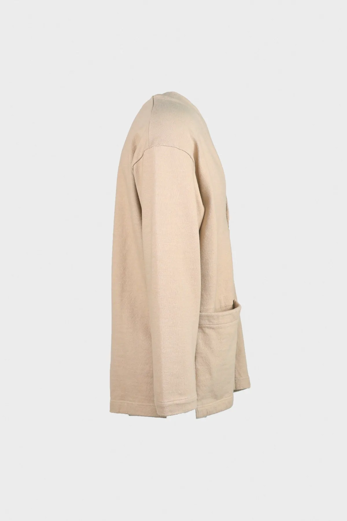 Heavy Jersey 4 Button Cardigan - Beige