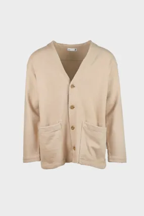 Heavy Jersey 4 Button Cardigan - Beige