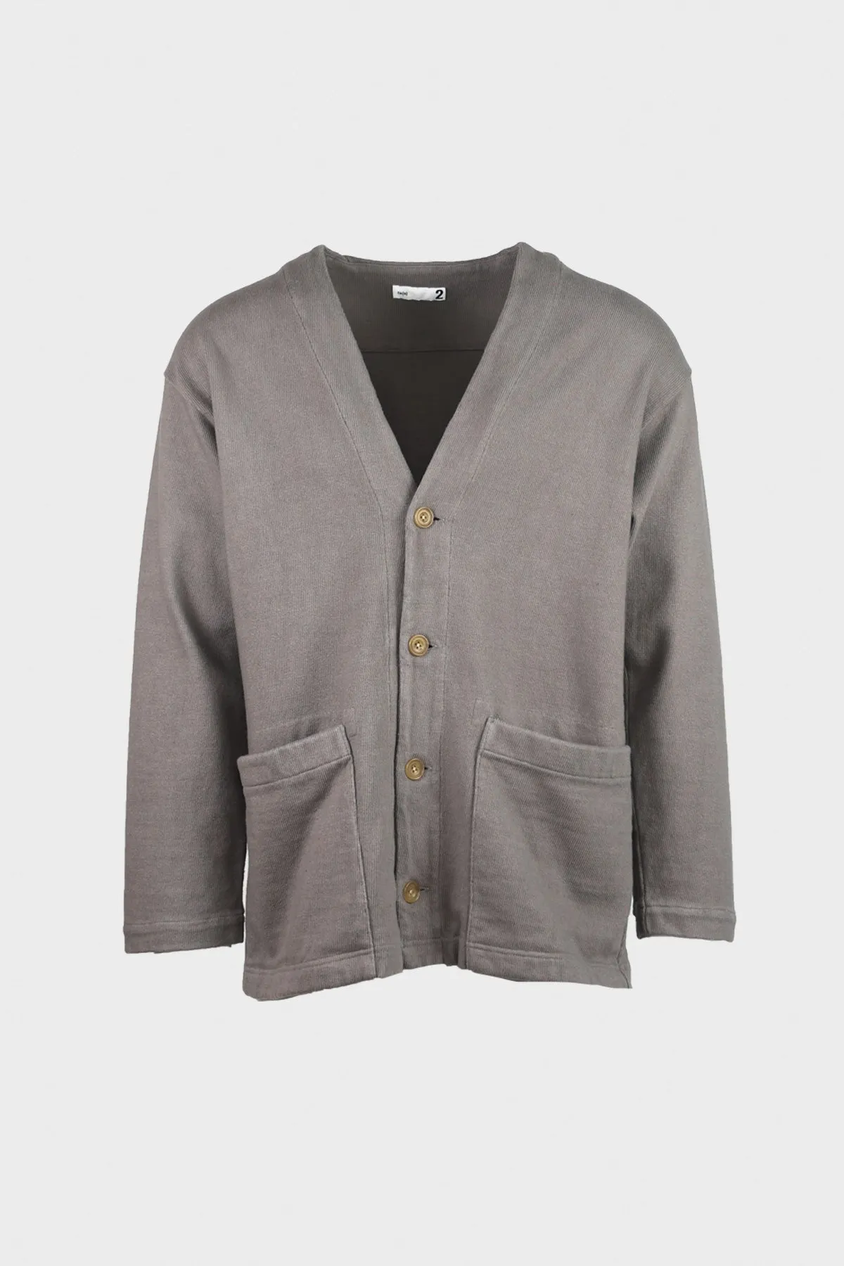 Heavy Jersey 4 Button Cardigan - Gray