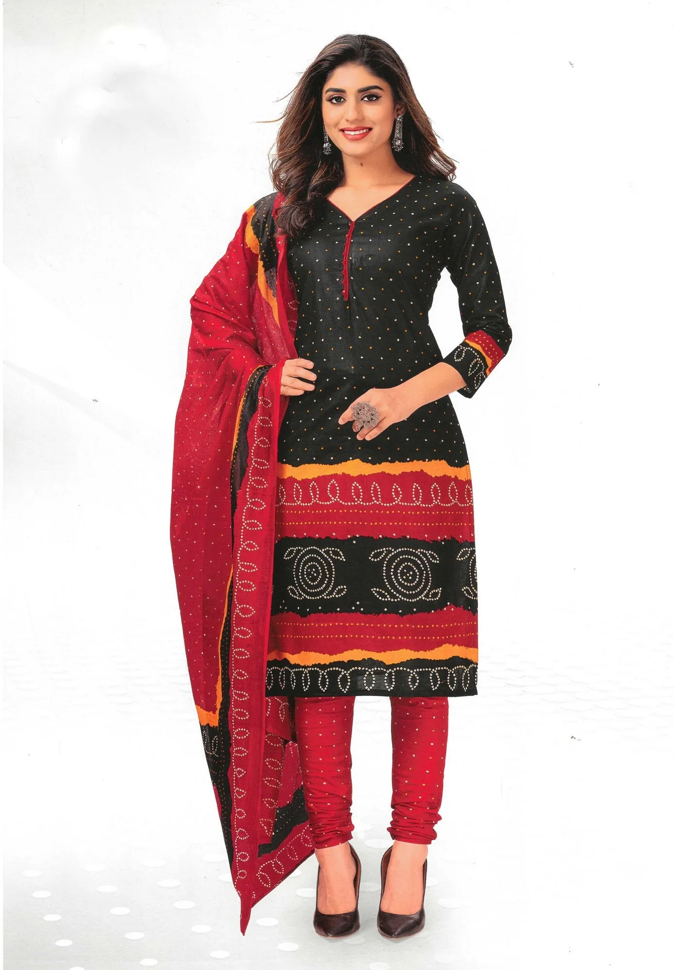 LADYLINE Readymade Bandhej Printed Pure Cotton Salwar Kameez Dress Indian