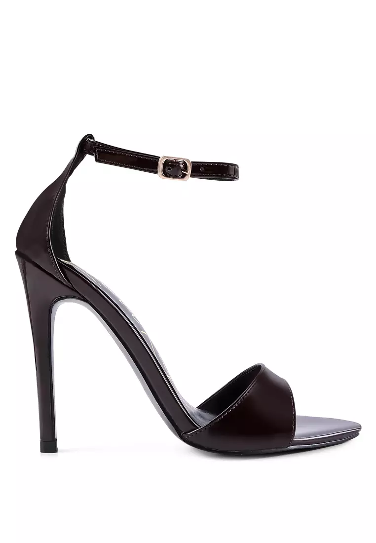 London Rag Espresso Ankle Strap Stiletto Heeled Sandals