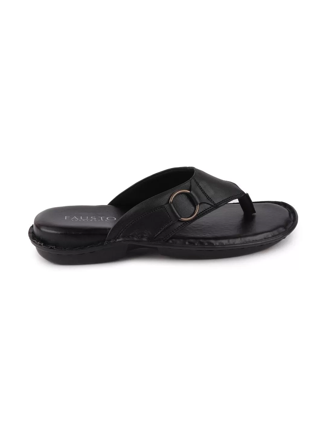 Men Black Casual Leather Slip-On Outdoor Slippers