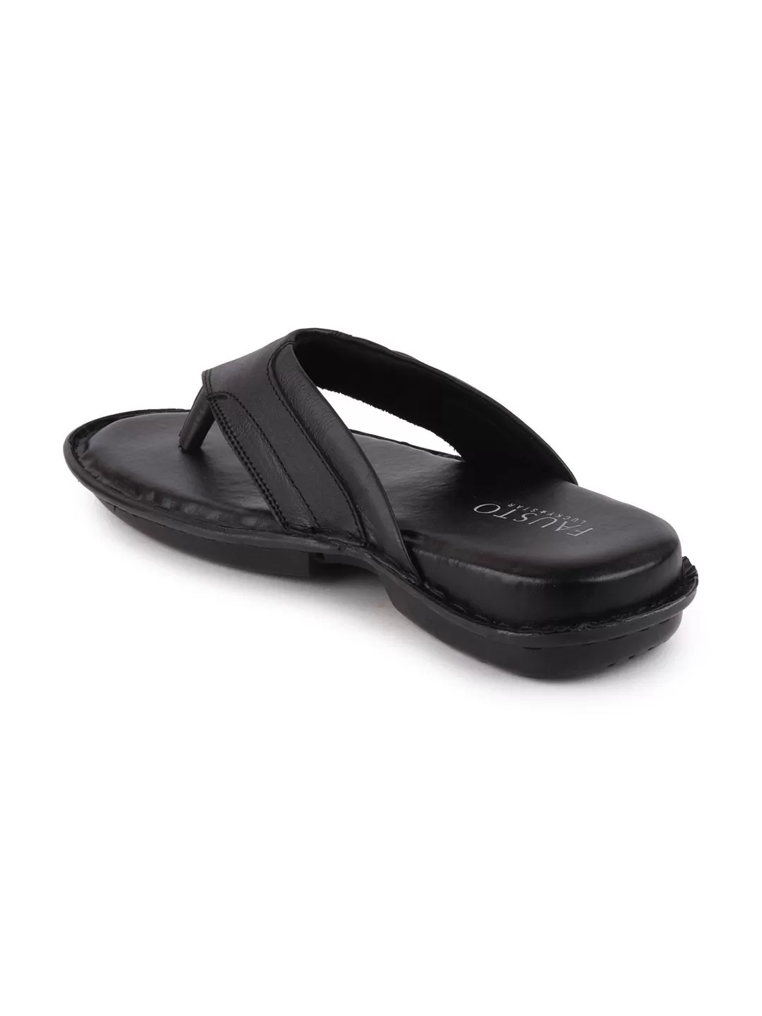 Men Black Casual Leather Slip-On Outdoor Slippers