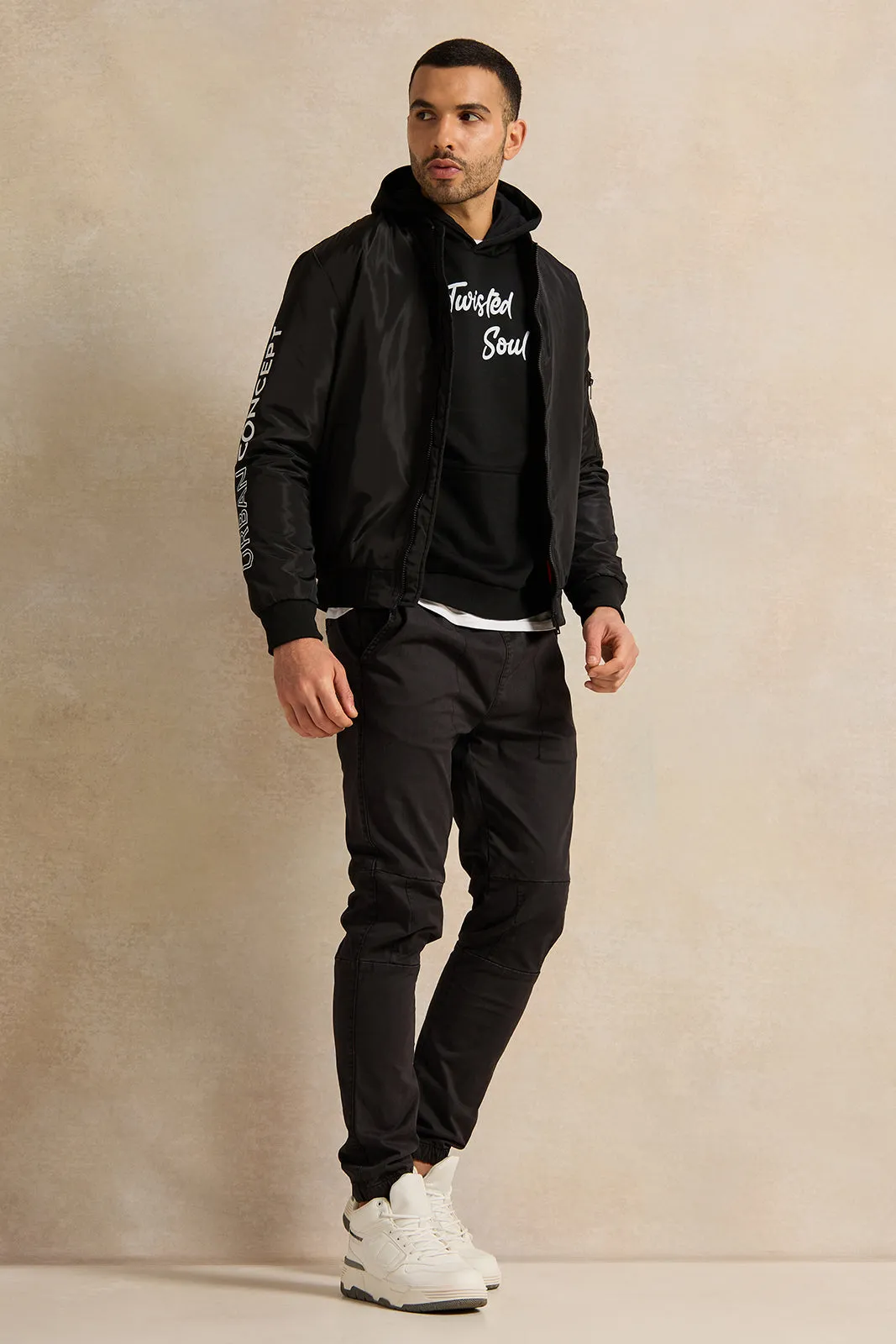 Men Black Printed Jacket