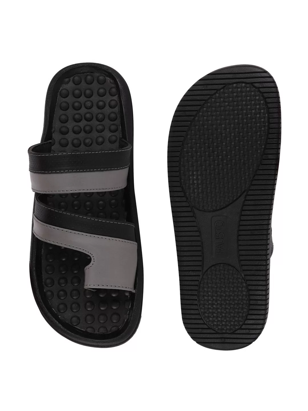 Men Black/Grey Casual Slip-On Slippers