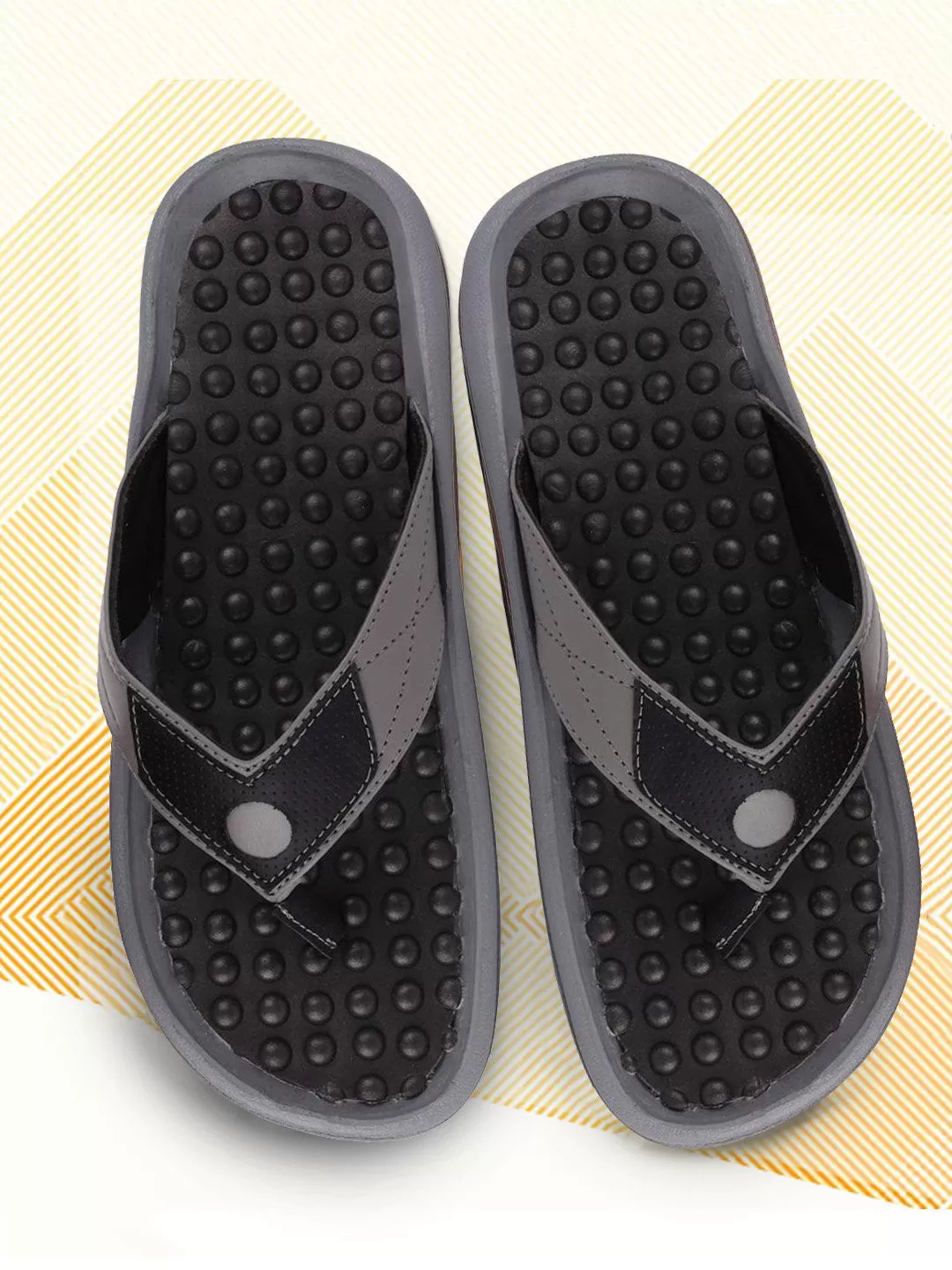 Men Black/Grey Casual Slip-On Slippers