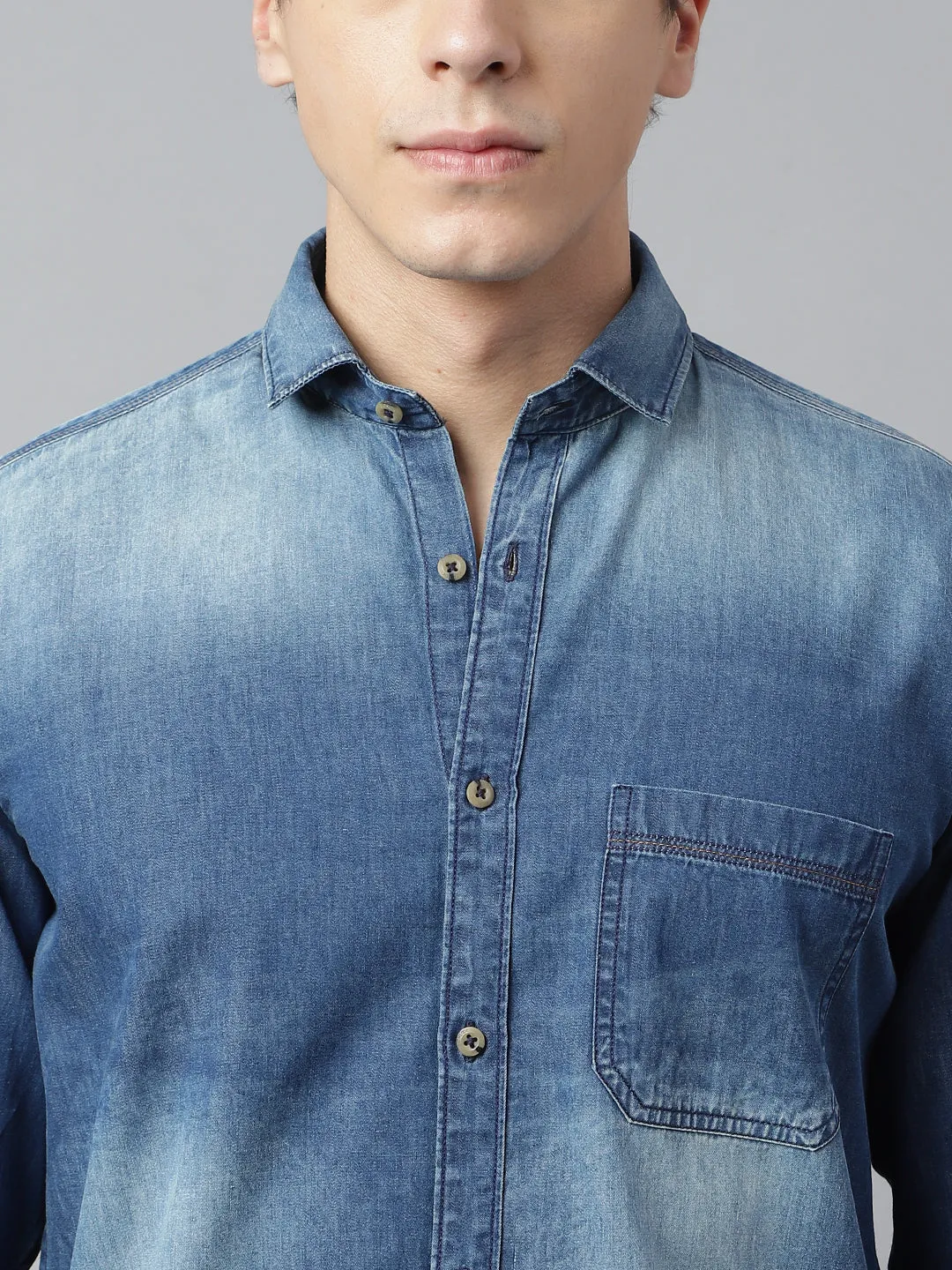 Men Blue Standard Fit Solid Casual Shirt