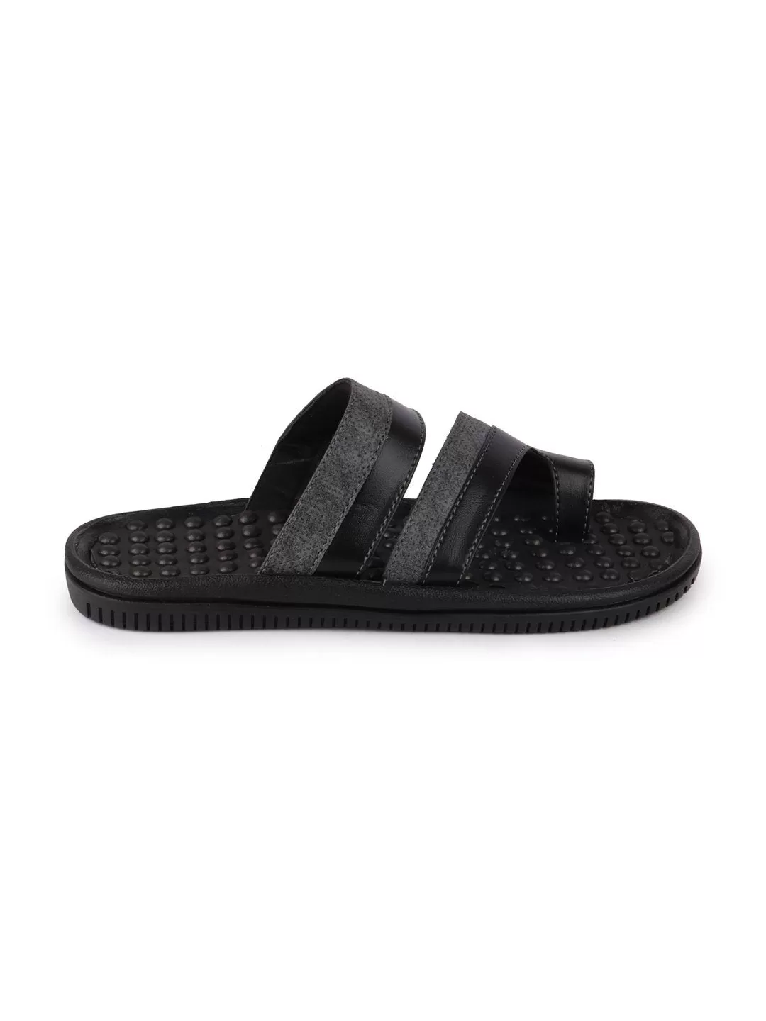 Men Grey/Black Casual Slip-On Slippers