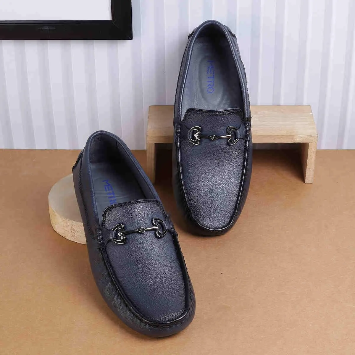 Metro Men Blue Casual Slip Ons