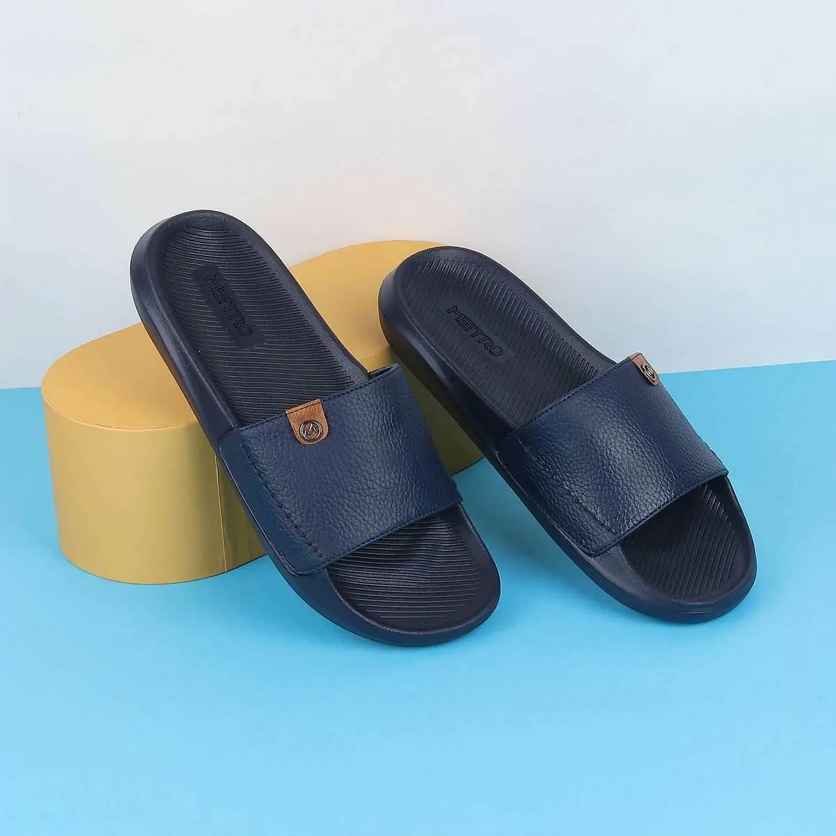 Metro Men Blue Casual Slippers