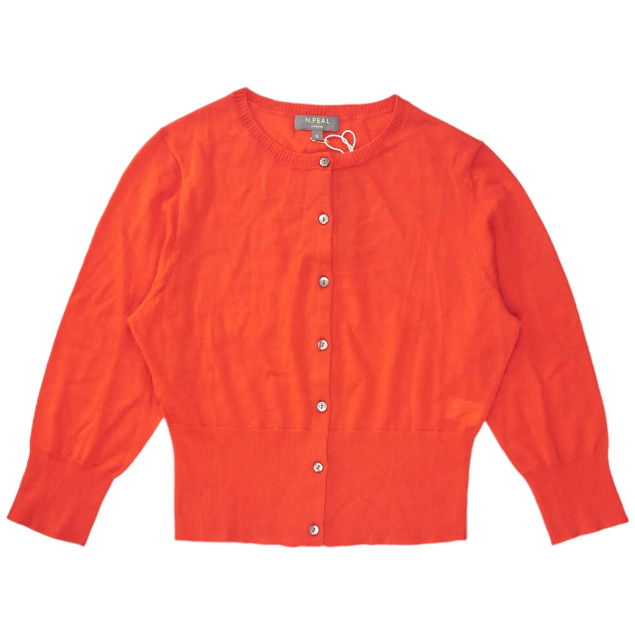 N. Peal Orange Cashmere Cropped Cardigan