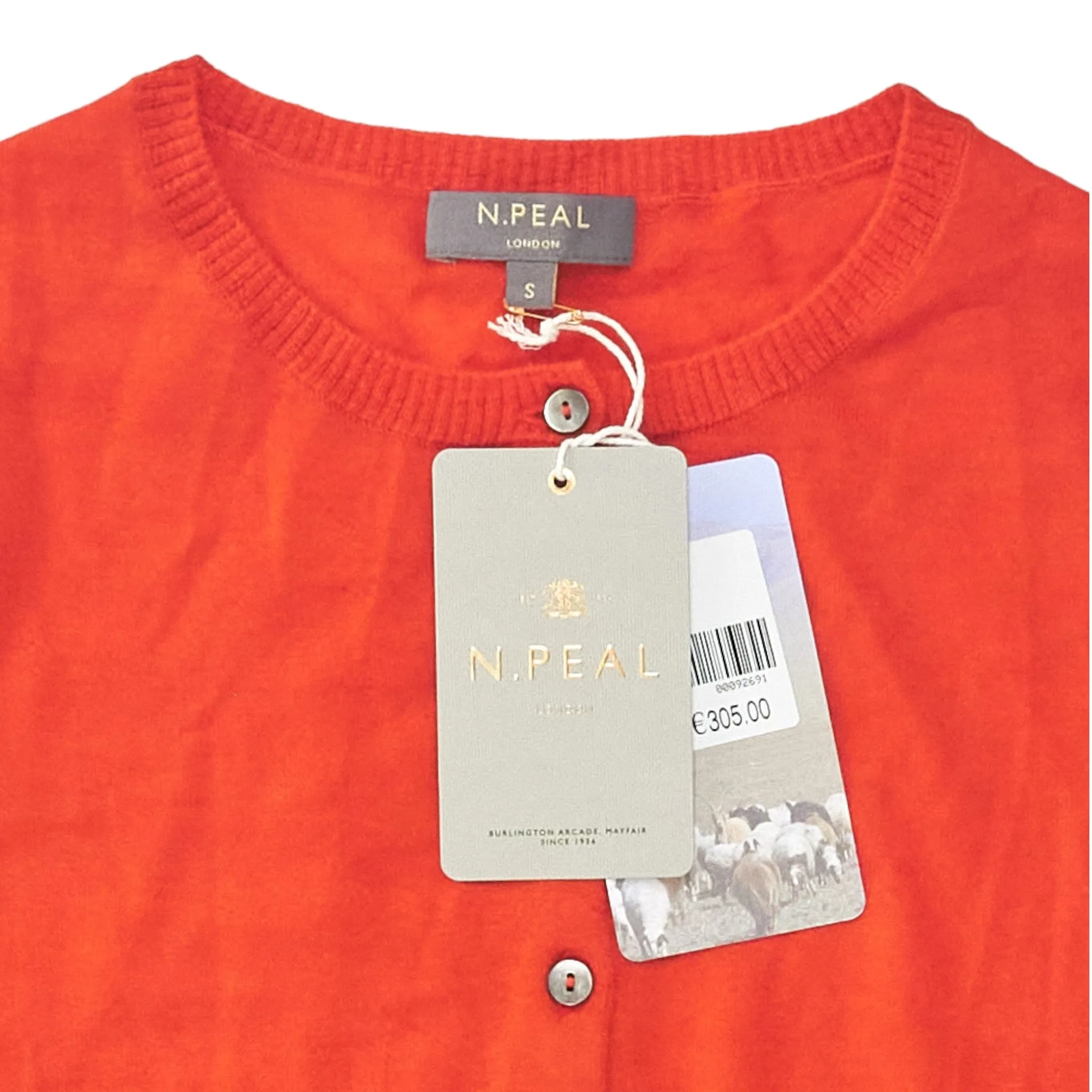 N. Peal Orange Cashmere Cropped Cardigan