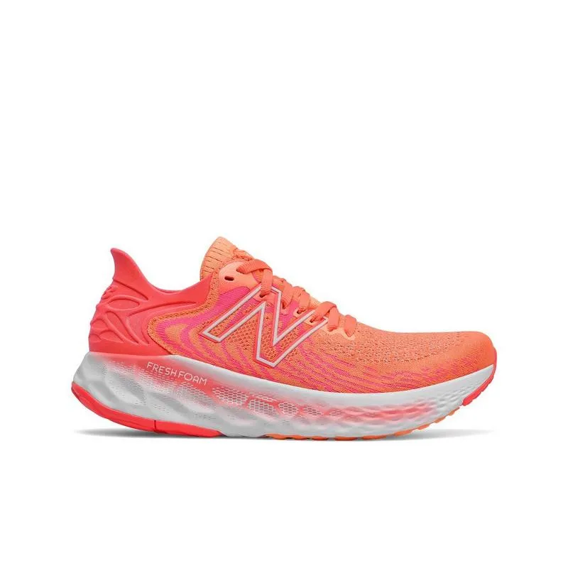 New Balance Womens Fresh Foam 1080 Running Shoe- Citrus/ Coral