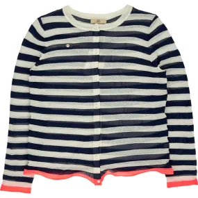 Orla Kiely Blue White Striped Cardigan