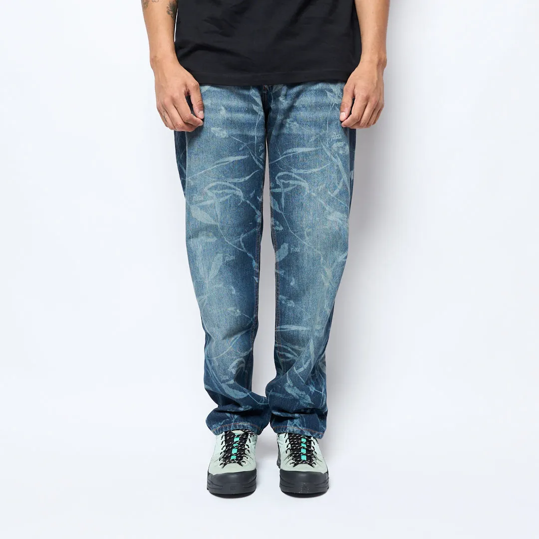 Patta - Leaves Laser Printed Denim Jeans (Blue Denim)