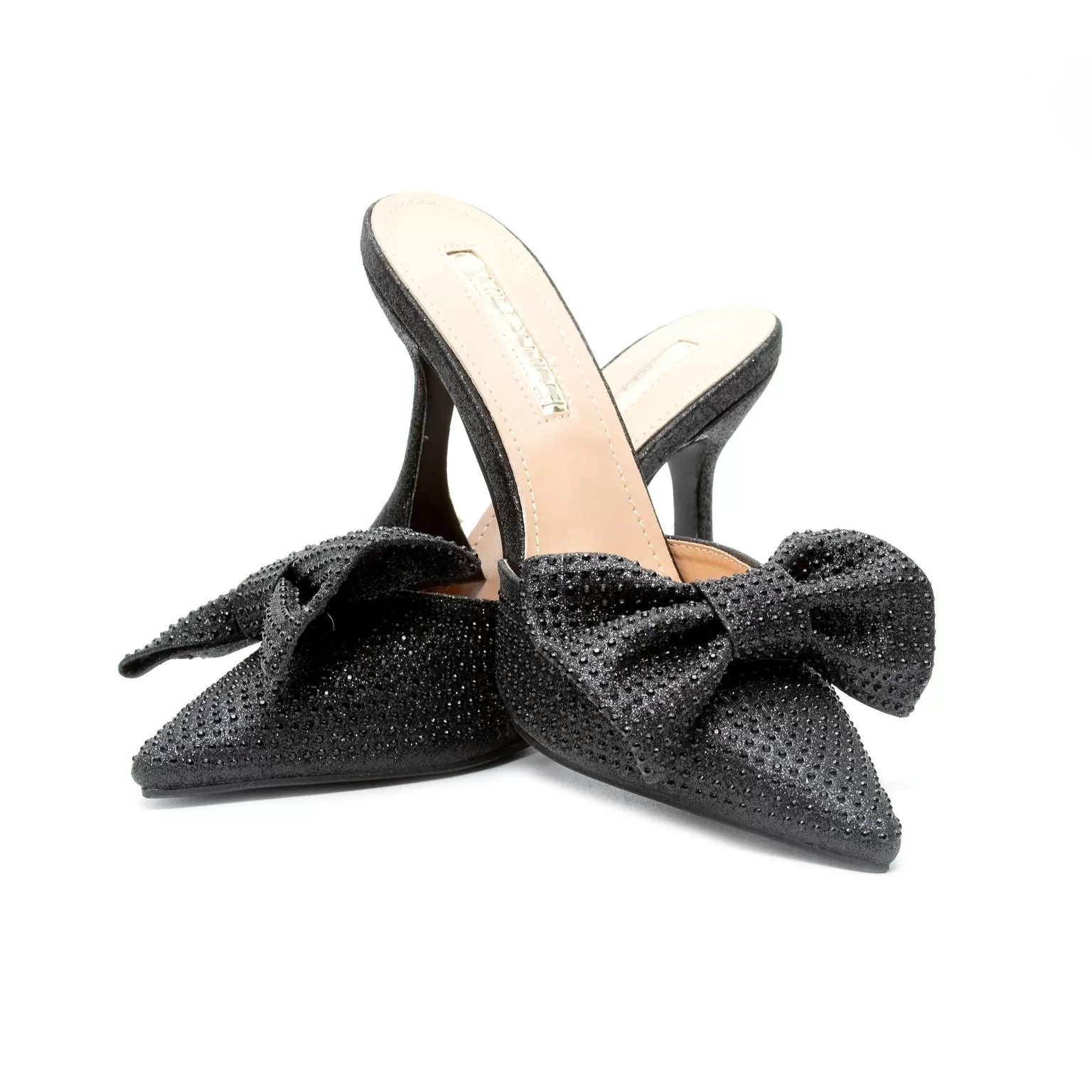 Pointed Bow Crystal Sandals