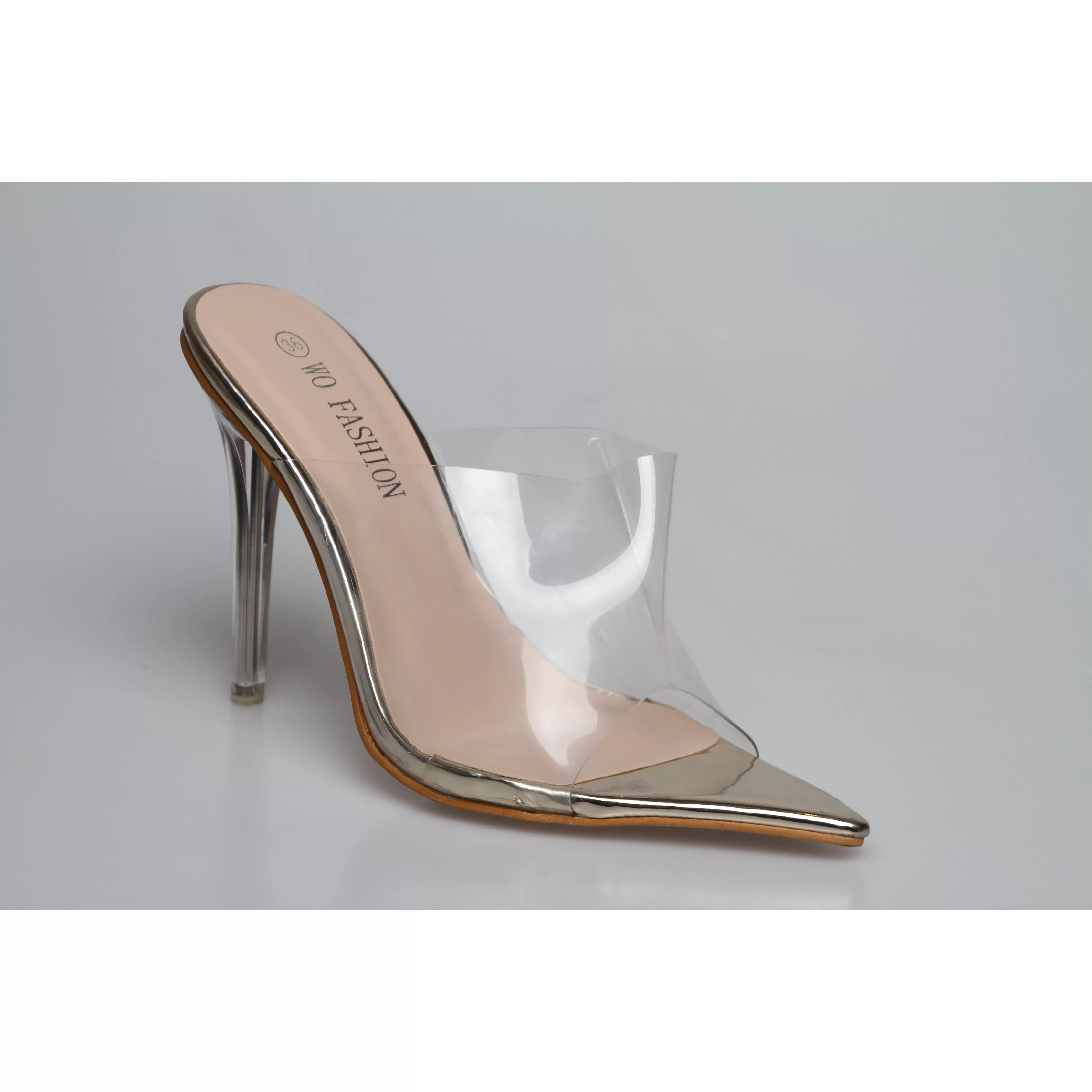 PVC transparent open toe high heel