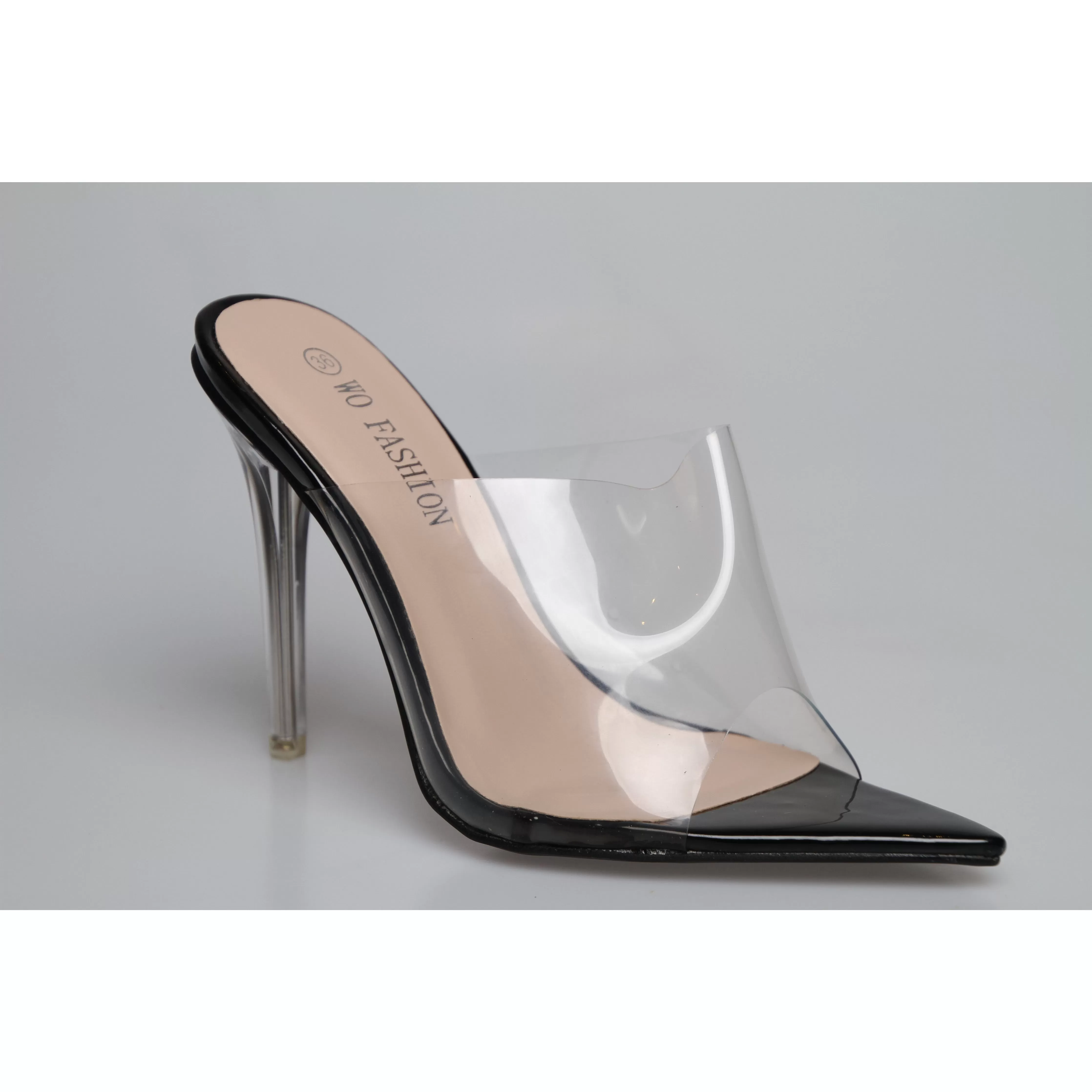 PVC transparent open toe high heel