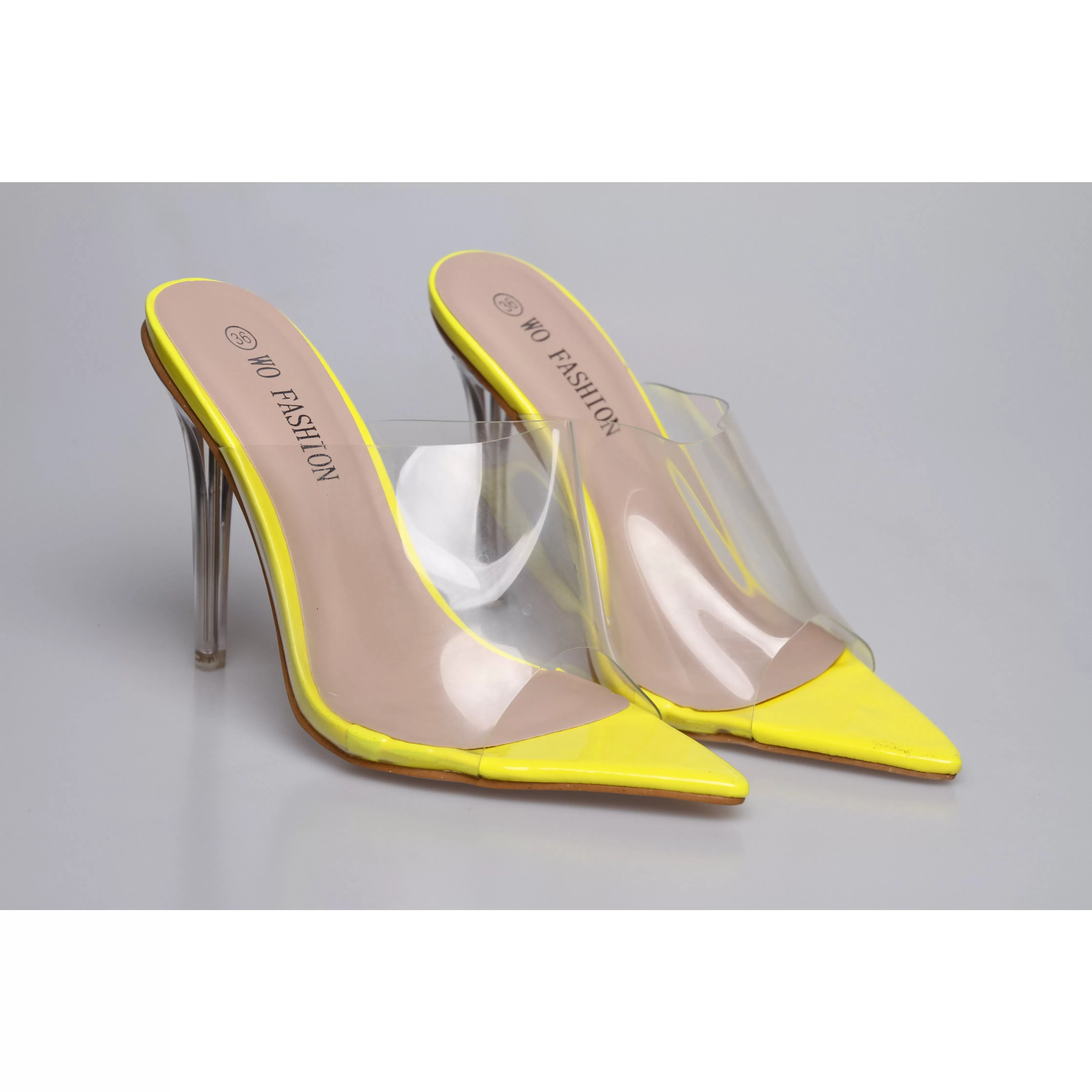 PVC transparent open toe high heel