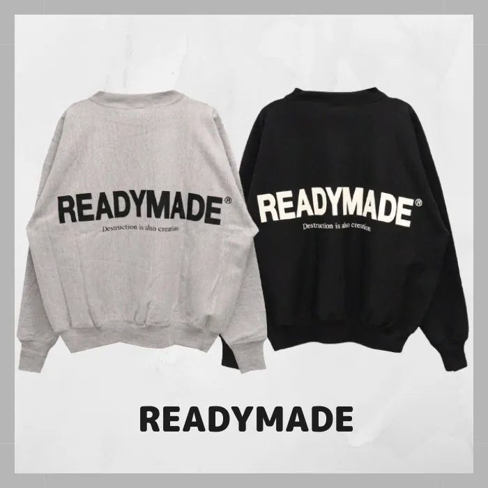 READYMADE  |Unisex Street Style U-Neck Long Sleeves Cotton Logo