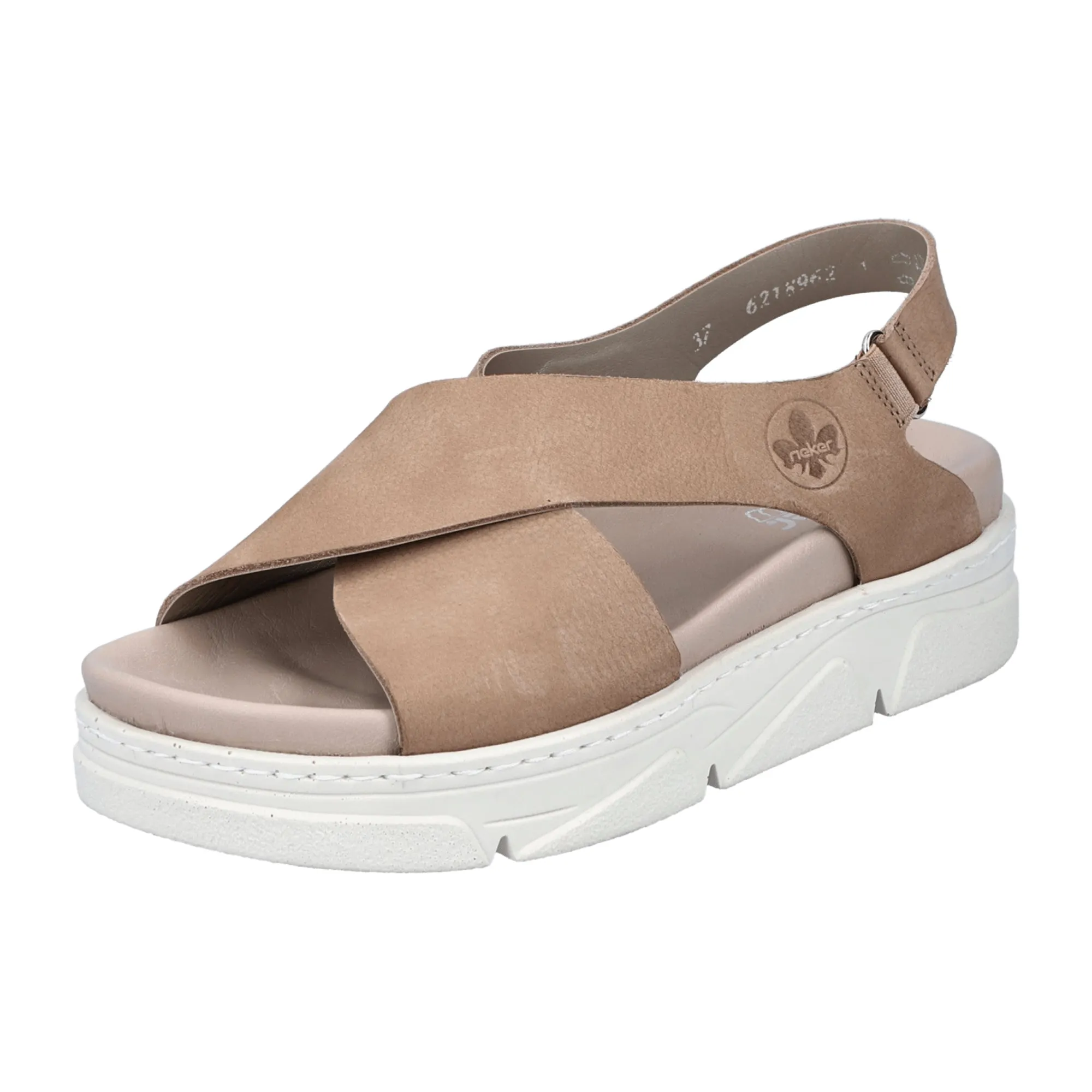 Rieker Beige Leather Sandals for Women with Platform Spring Summer Design