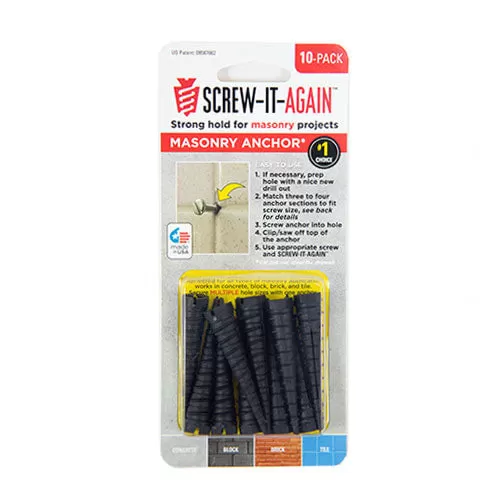 Screw-It-Again Masonry Anchor 10-Pack Made in USA