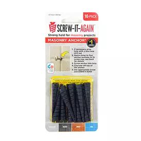 Screw-It-Again Masonry Anchor 10-Pack Made in USA