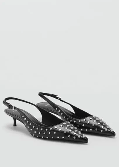 Studded slingback shoes black - Woman - 8 - MANGO