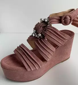 Suede Lavender Jewel Wedge