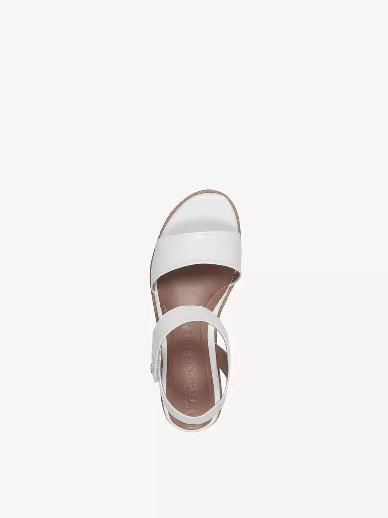 Tamaris Leather Wedge Sandal White