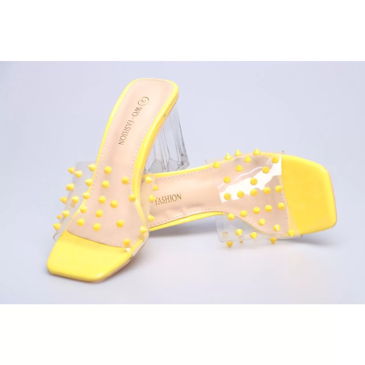 transparent open toe rivet slippers