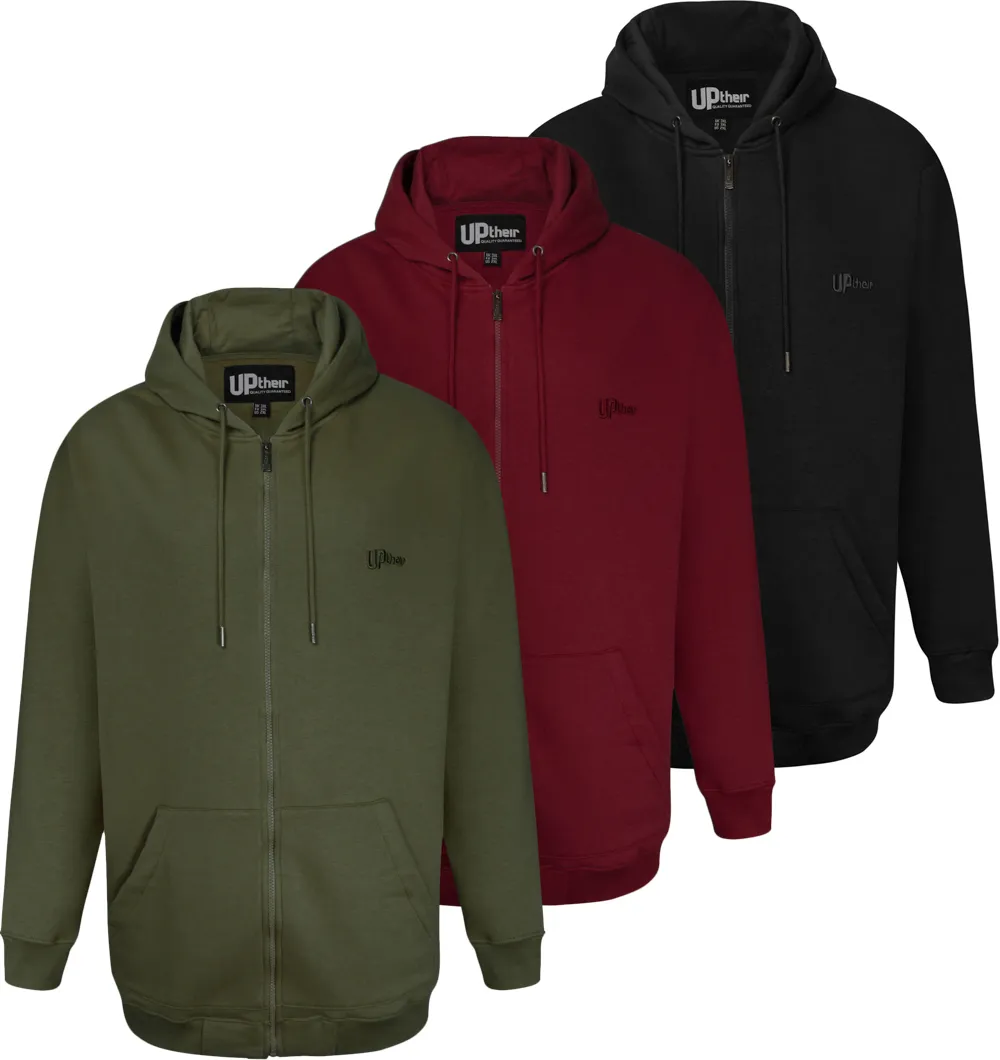 Uptheir 3 Pack Boom Time Zip Hoody Set - Green, Burgundy & Black