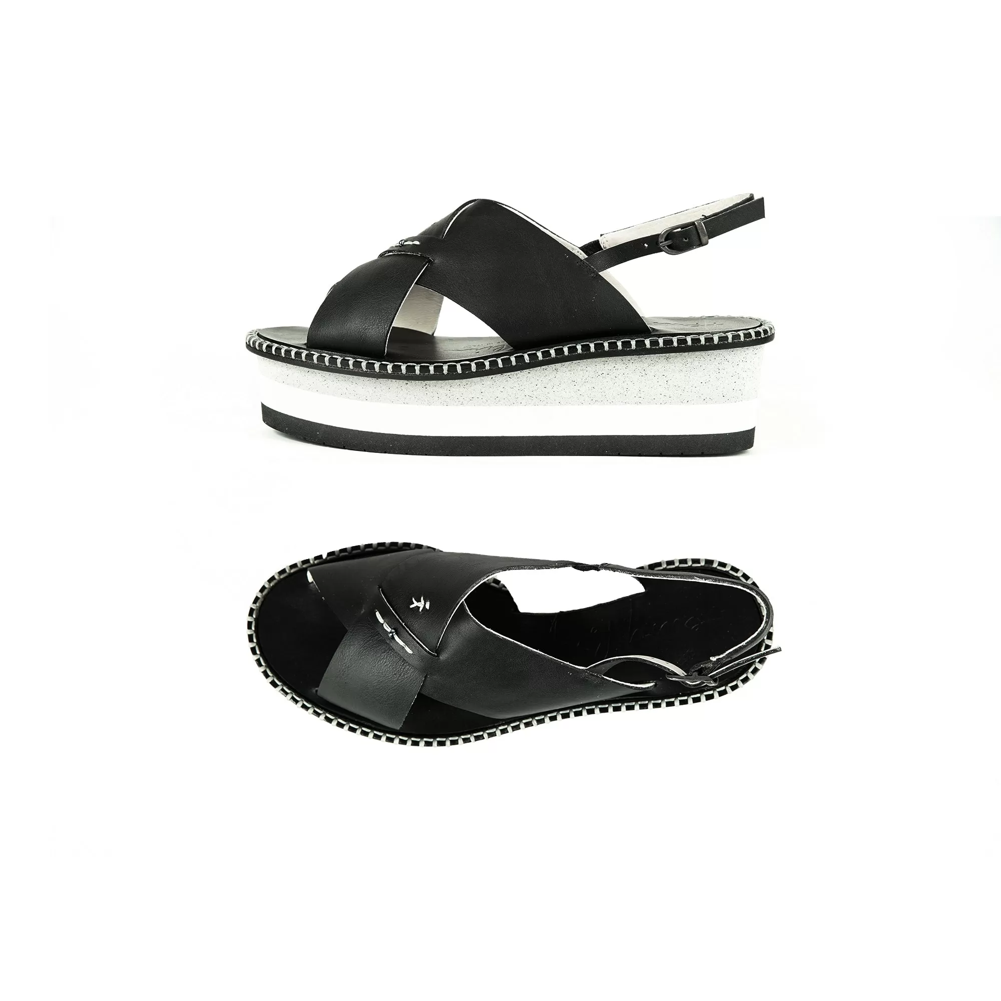 Wedge Sandal Spinner Black