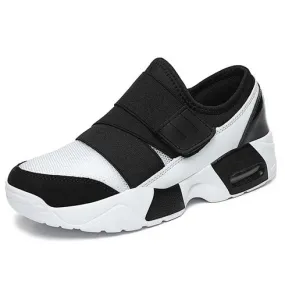 White black casual velcro slip on shoe sneaker