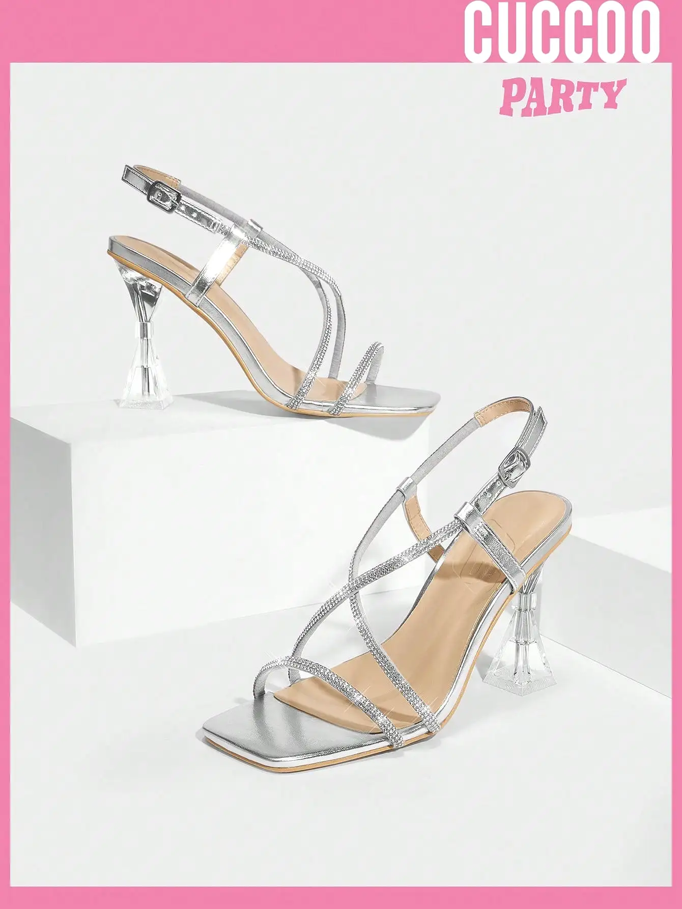 Woman Shoes Silver Fashionable High Heeled Sandals Wedding Shoes For Spring And Summer