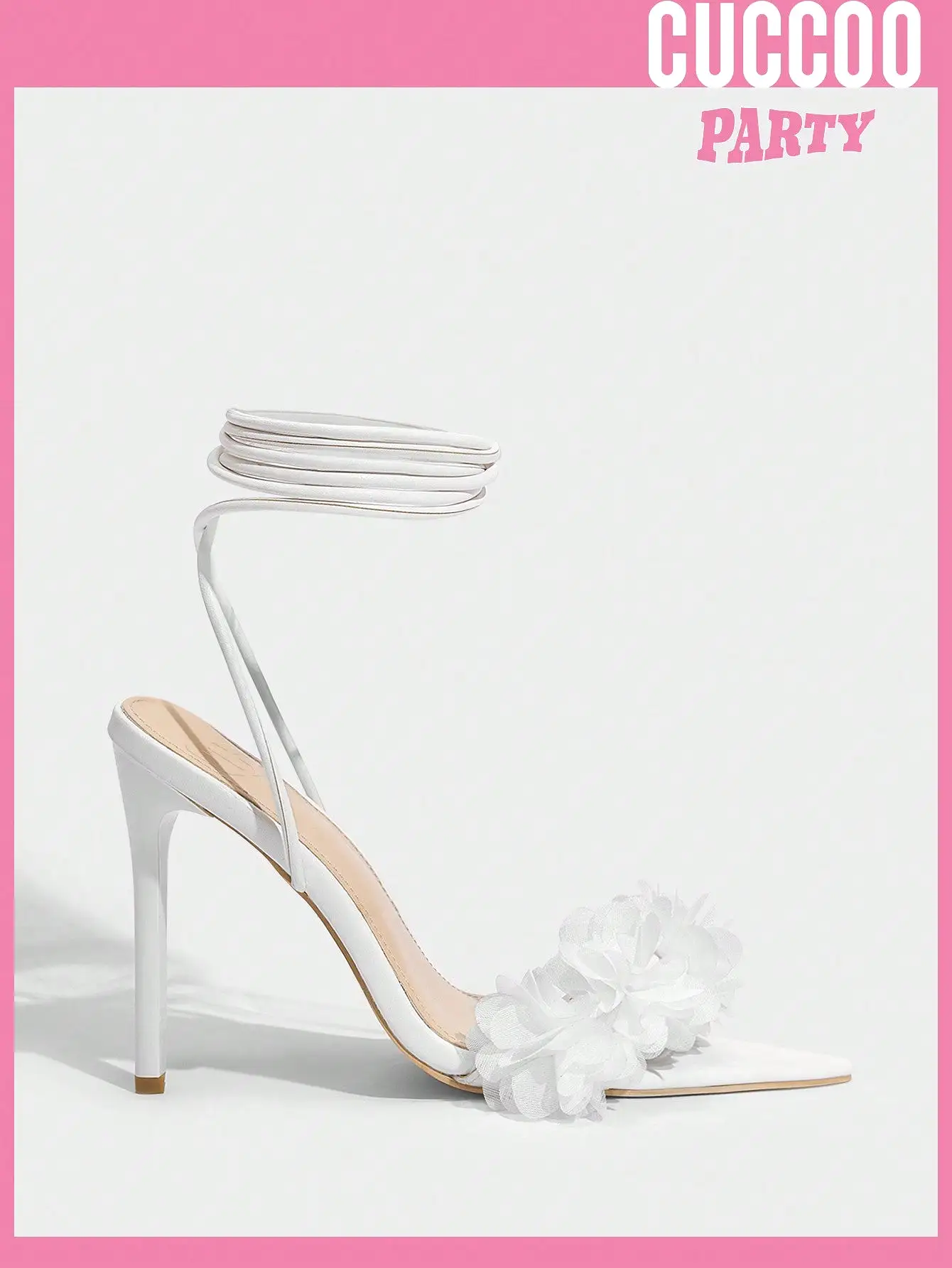 Woman Shoes White Fashionable High Heel Tie-Up Sandals Wedding Shoes For Spring And Summer