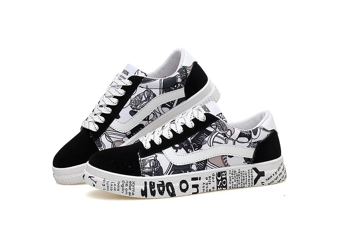 Woman Sneakers White Casual Shoes Lovers Printing Fashion Flats Ladies Vulcanized Shoes