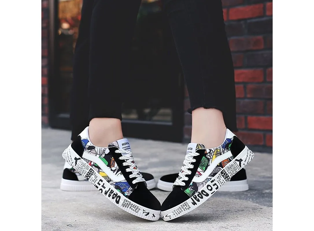 Woman Sneakers White Casual Shoes Lovers Printing Fashion Flats Ladies Vulcanized Shoes