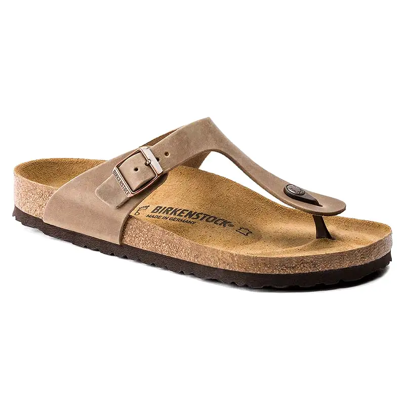 Women's Gizeh Oiled Leather Sandals in Tobacco Brown