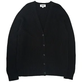 YMC Black Long Line Ribbed Cardigan